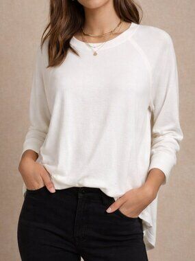 Lucky Brand Soft Lightweight Cream/White Pullover | Size Small